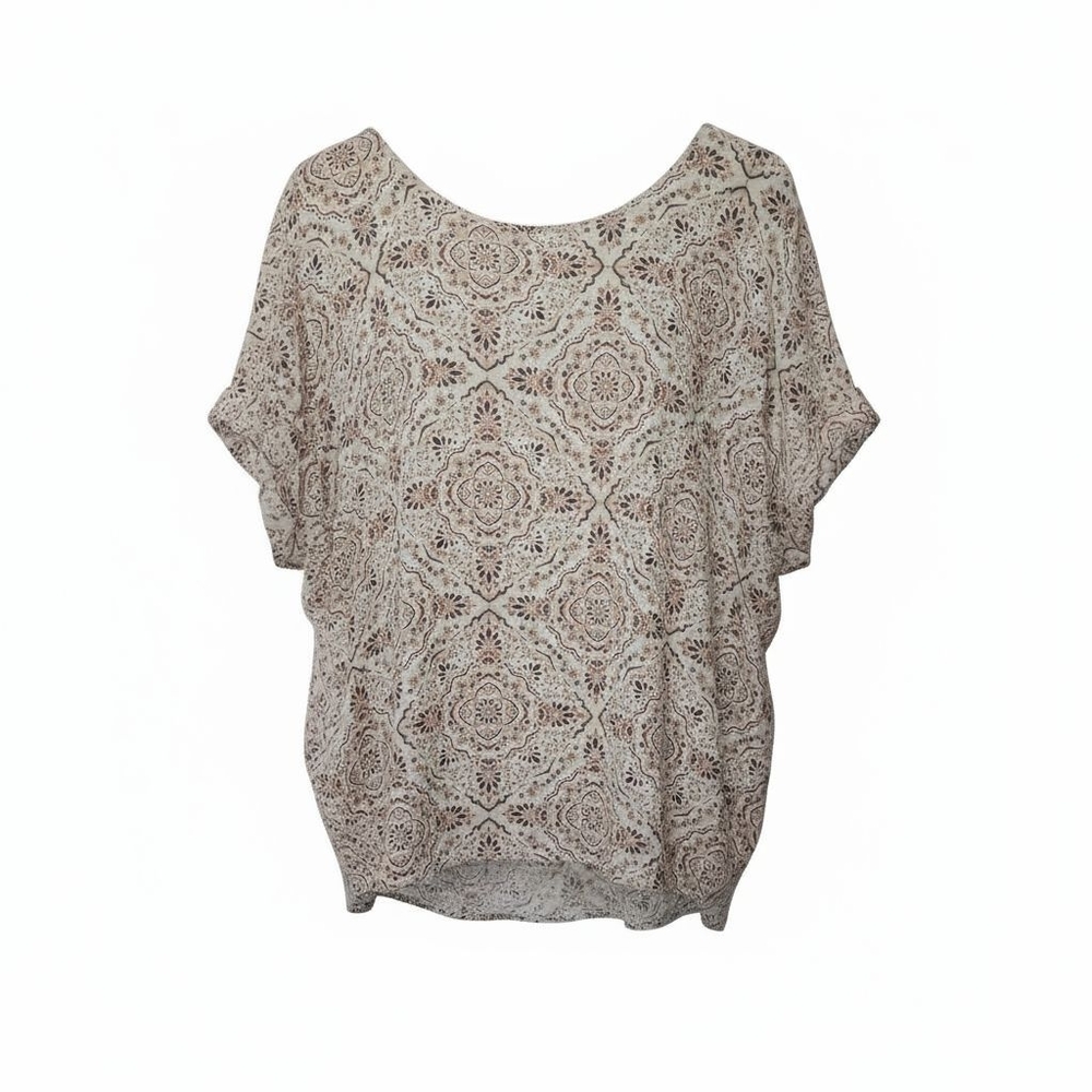 Maurices Cream & Orange Mandala Short Sleeve Top – Size 2XL